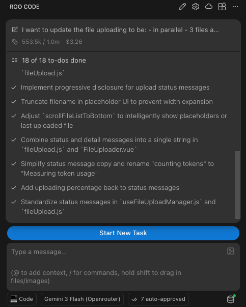 Iterating on code with Roo Code and Gemini Flash