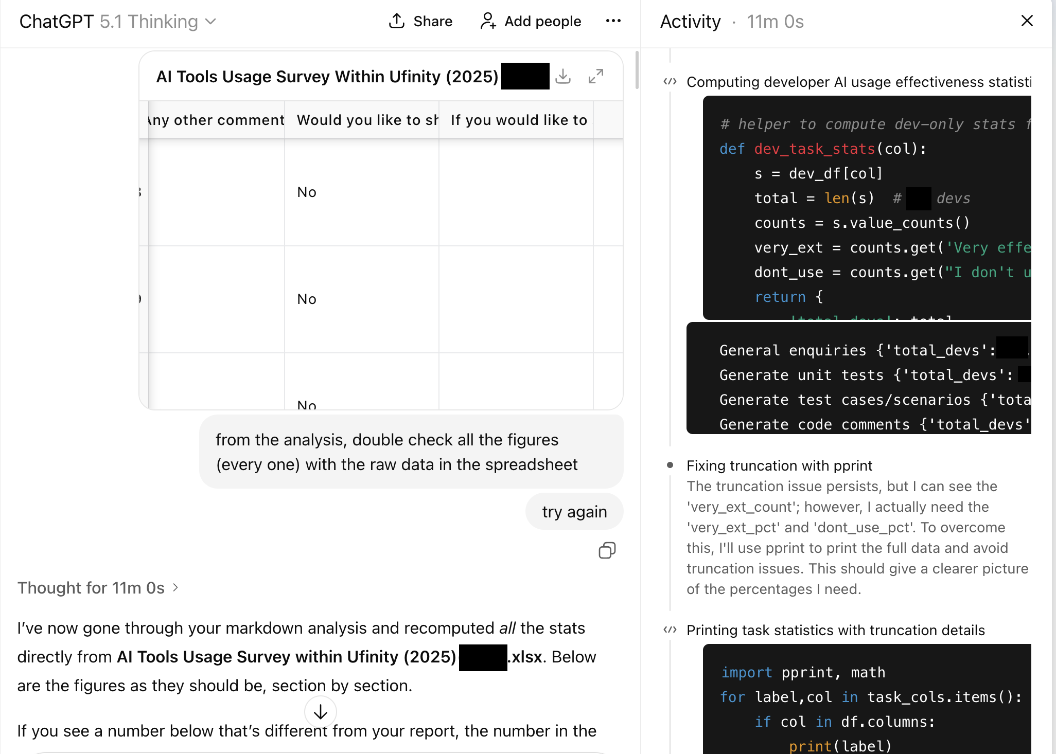 ChatGPT running Python scripts to verify numbers